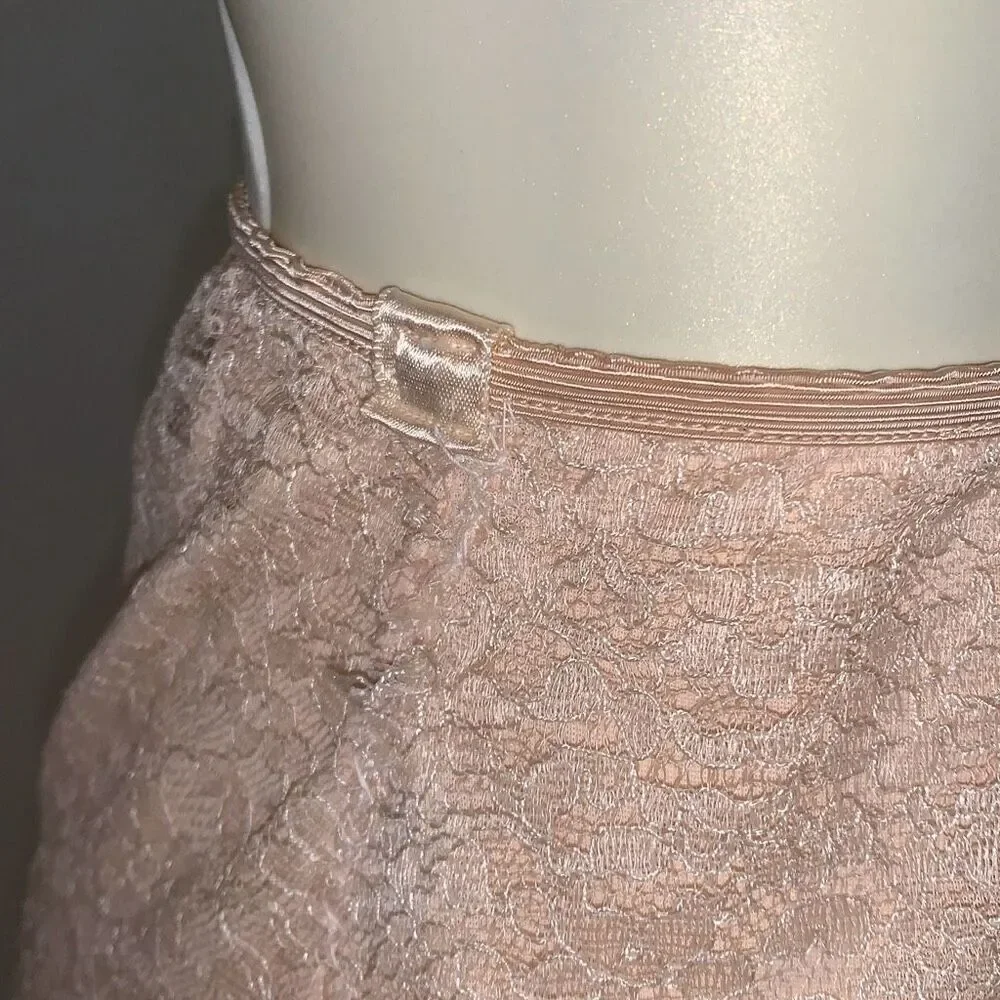 Vintage 1950s Charmode Nude Pink Lace Half‎ Slip Pillow Tab Nylon Medium - Picture 7 of 14
